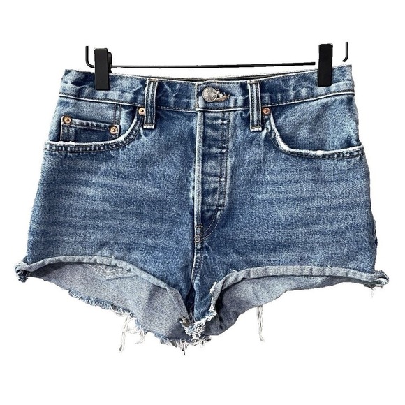 RE/DONE Vintage 70s Denim Cutoffs Womens 25 High Rise Distressed Festival - Picture 2 of 8